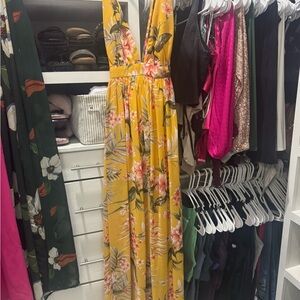 Fashion Nova Yellow Floral Maxi Dress